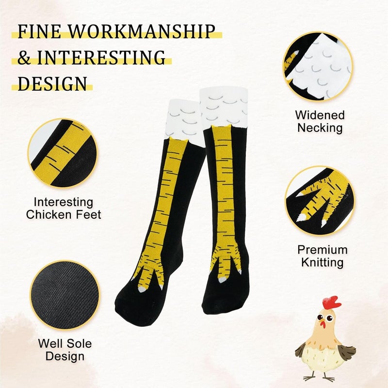 Nackiy Crazy Funny Chicken Feet Socks for Women Men, 3D Novelty Gag Gift Stocking Stuffers, White Elephant Gifts for Adults - Image 5